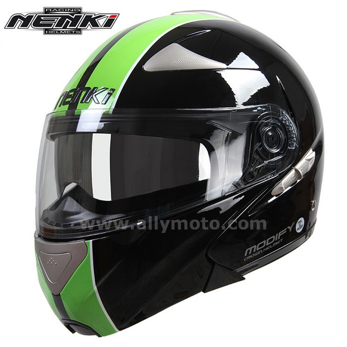 129 Nenki Men Women Full Face Racing Helmet Street Motorbike Modular Flip Up Dual Visor Sun Shield Lens Dot@2